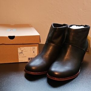 Toms Leila Black Leather Booties